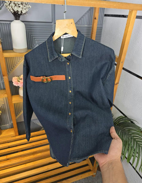 DIOR Women’s Premium Denim Cotton Shirt – Stylish & Comfortable