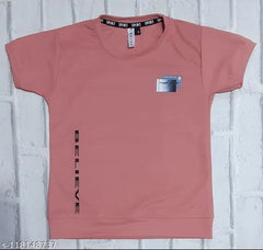 Cotton Blend Round Neck Printed T-Shirt for Boys (Peach, 3-4 Years)