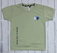 Cotton Blend Round Neck Printed T-Shirt for Boys (Green, 4-5 Years)